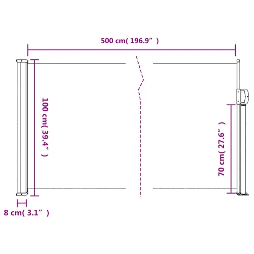 Bočna tenda na uvlačenje crna 100 x 500 cm - Crna 100 x 500 cm Cijena