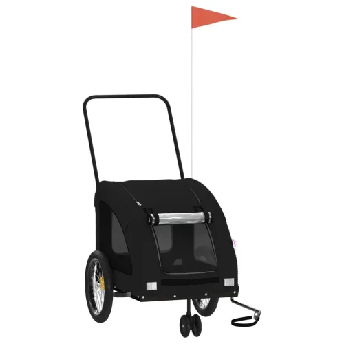 Prikolica za bicikl za ljubimce crna od tkanine i željeza - Crna 68 x 137 x 72 cm Cijena