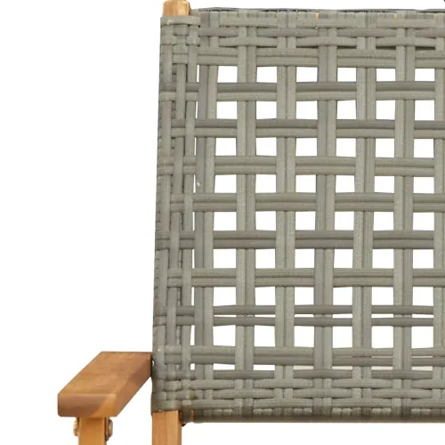 Vrtna garnitura - 5-dijelni vrtni blagovaonski set sivi poliratana i masivno drvo - Siva 90 x 75 cm Cijena