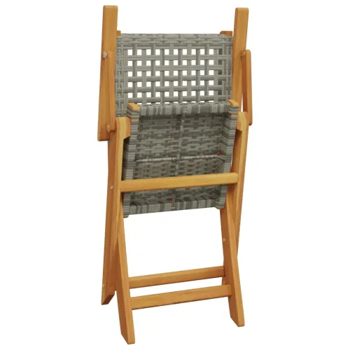 Vrtna garnitura - 5-dijelni vrtni blagovaonski set sivi poliratana i masivno drvo - Siva 90 x 75 cm Cijena