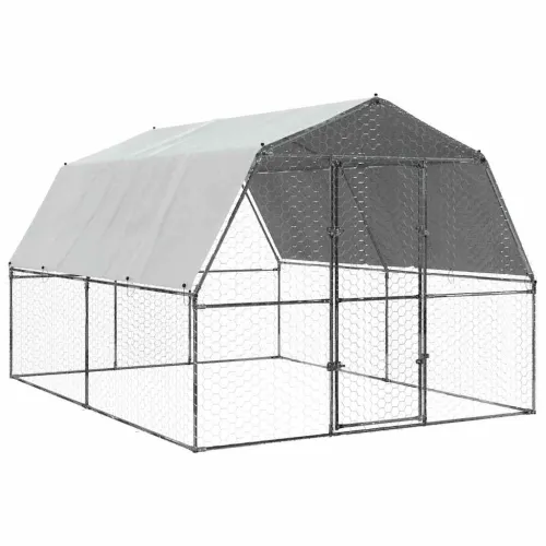 Kavez za kokoši s krovom i vratima srebrni od pocinčanog čelika - 375 x 285 x 230 cm 375 x 285 x 230 cm Cijena