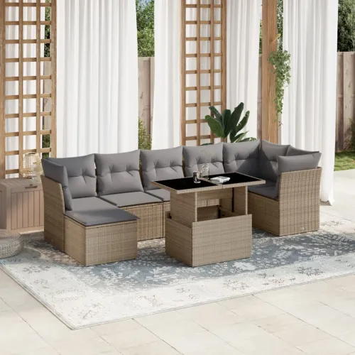 Vrtna garnitura - 8-dijelni set vrtnih sofa od poliratana s jastucima bež - bež i siva bez spremišta 1 Cijena