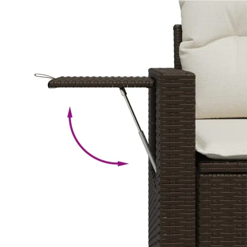 Vrtna garnitura - 9-dijelni set vrtnih sofa s jastucima poliratan smeđi - Smeđa i krem bez spremišta 1 Smeđa i krem Cijena