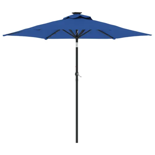 Vrtni suncobran s čeličnom šipkom LED azurnoplavi 225x225x212cm - Azurnoplava Cijena