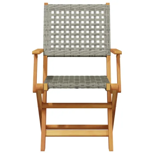 Vrtna garnitura - 5-dijelni vrtni blagovaonski set sivi poliratana i masivno drvo - Siva 90 x 90 x 75 cm Cijena