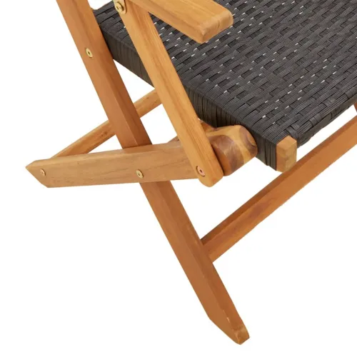 3-dijelni bistro set od poliratana i masivnog drva crni - Crna 70 x 75 cm Cijena