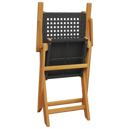 3-dijelni bistro set od poliratana i masivnog drva crni - Crna 70 x 75 cm Cijena