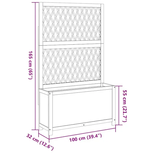 Sadilica s rešetkom 100x32x165 cm od drva bagrema - 100 x 32 x 165 cm 1 Cijena