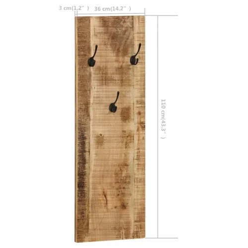Zidne vješalice za kapute od masivnog drva manga 2 kom 36 x 110 x 3 cm - 2 masivno drvo manga Cijena
