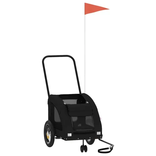 Prikolica za bicikl za ljubimce crna od tkanine i željeza - Crna 125 x 52 x 53 cm Cijena