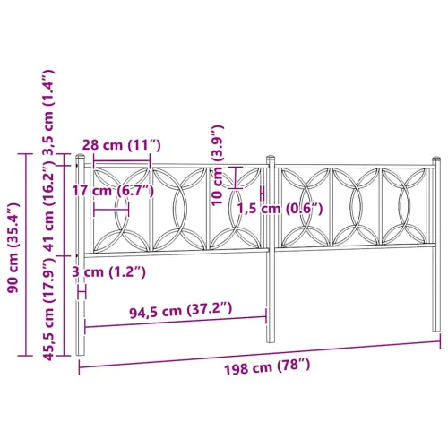 Metalno zamjensko uzglavlje bijelo 193 cm - Bijela 193 cm 1 Cijena