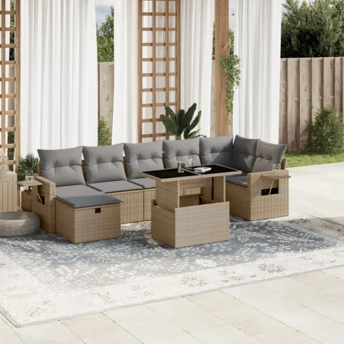Vrtna garnitura - 8-dijelni set vrtnih sofa od poliratana s jastucima bež - bež i siva bez spremišta 1 Cijena