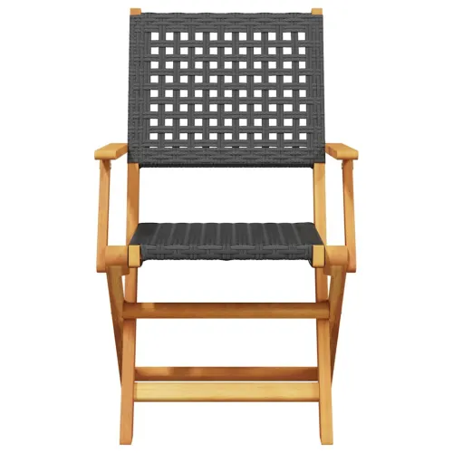 Vrtna garnitura - 5-dijelni vrtni blagovaonski set poliratan i masivno drvo crni - Crna 90 x 75 cm Cijena