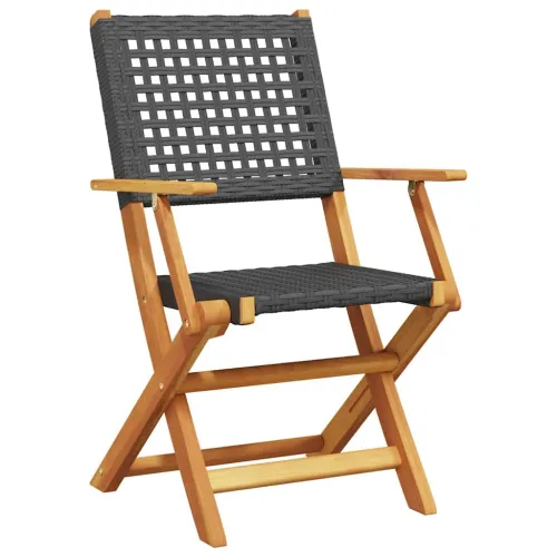 Vrtna garnitura - 5-dijelni vrtni blagovaonski set poliratan i masivno drvo crni - Crna 90 x 75 cm Cijena