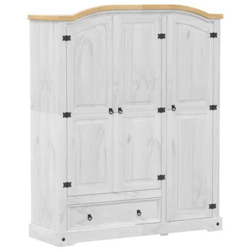 Ormar Corona 151,5 x 52 x 186 cm od masivne borovine - Bijela 1 1 Bijela Cijena
