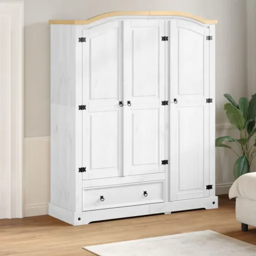 Ormar Corona 151,5 x 52 x 186 cm od masivne borovine - Bijela 1 1 Bijela Cijena