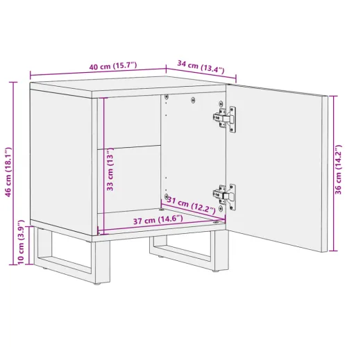 Noćni ormarići 2 kom 40x34x46 cm od masivnog grubog drva manga - 2 grubo drvo manga 2 grubo drvo manga Cijena