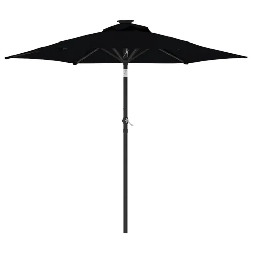 Vrtni suncobran s čeličnom šipkom LED crni 225 x 225 x 212 cm - Crna Cijena