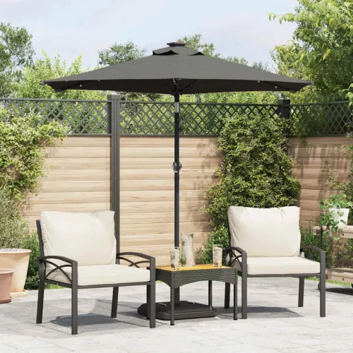 Vrtni suncobran s čeličnom šipkom LED antracit 225x225x212 cm - Antracit Cijena