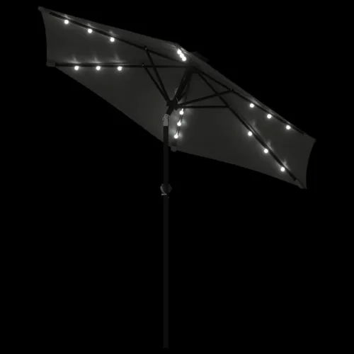Vrtni suncobran s čeličnom šipkom LED antracit 225x225x212 cm - Antracit Cijena