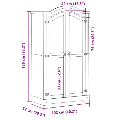 Ormar Corona 102 x 52 x 186 cm od masivne borovine - Bijela 1 1 Cijena
