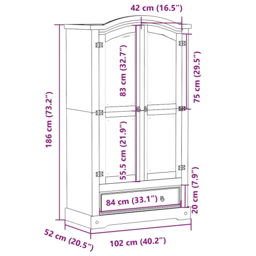 Ormar Corona 102 x 52 x 186 cm od masivne borovine - Bijela 1 1 Cijena