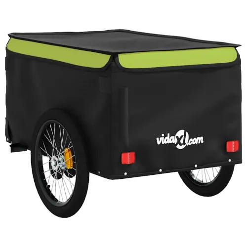 Prikolica za bicikl crno-zelena 45 kg željezna - Zelena 137 x 68 x 59 cm Cijena