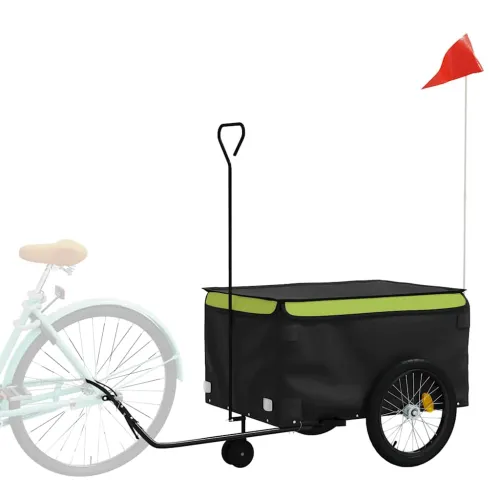 Prikolica za bicikl crno-zelena 45 kg željezna - Zelena 137 x 68 x 59 cm Cijena