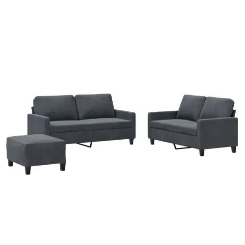 3-dijelni set sofa s jastucima tamnosivi baršunasti - Tamno siva 1 Sa naslonom za noge Cijena