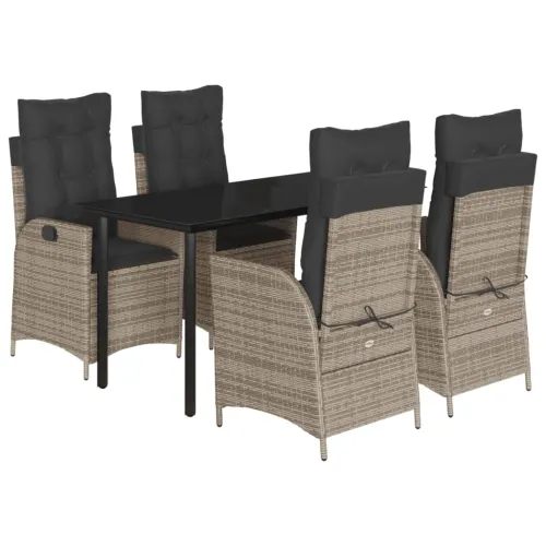 Vrtna garnitura - 5-dijelni vrtni blagovaonski set sivi od poliratana - 140 x 70 x 74 cm 4 Bez naslona za noge Cijena