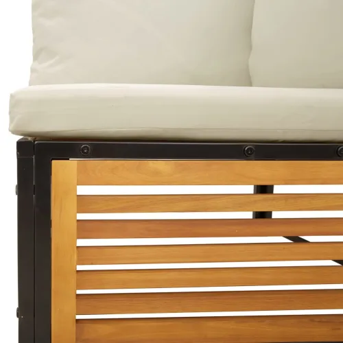 Vrtna garnitura - 4-dijelni set vrtnih sofa s jastucima masivno bagremovo drvo - Krema kutna + srednja + tabure + stol Cijena