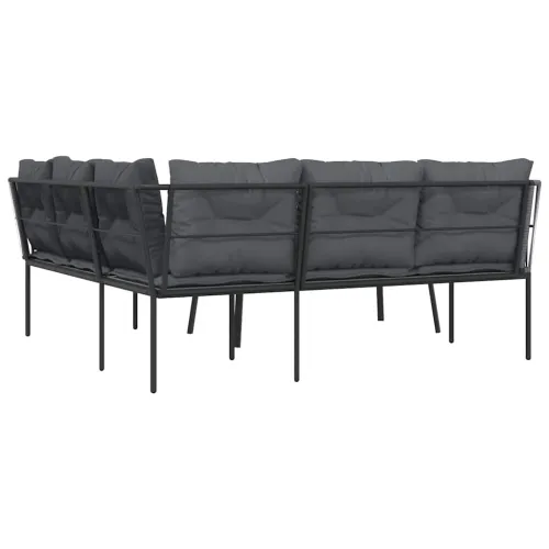 Set vrtnih sofa s jastucima crni od čelika i tekstilena - Uže 1 Cijena