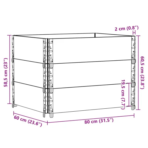 Okviri za palete 3 kom sivi 80x60 cm od masivne borovine - Siva 80 x 60 cm 3 Cijena