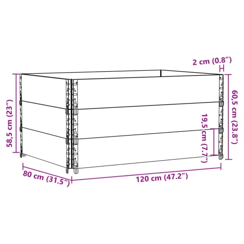 Okviri za palete 3 kom 120 x 80 cm od masivne borovine - Prirodna 120 x 80 cm 3 Cijena