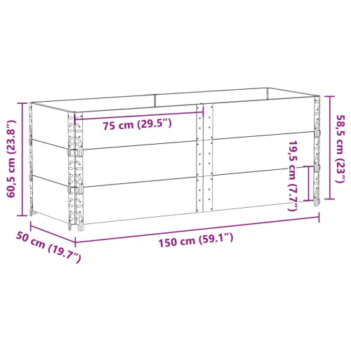 Okviri za palete 3 kom crni 150x50 cm od masivne borovine - Crna 150 x 50 cm 3 Cijena