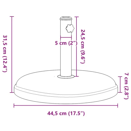 Baza suncobrana za stupove Ø 32/35/38 mm 15 kg okrugla - Crna 15 kg Cijena