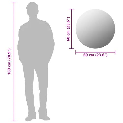 Zidno ogledalo 60 cm okruglo stakleno - Φ 60 cm 1 bez LED svjetala Φ 60 cm Cijena