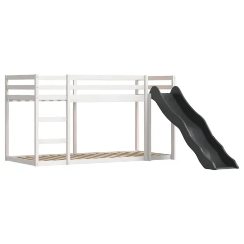Krevet na kat s toboganom i zavjesama bijelo-crni 90 x 200 cm - Bijela i crna 90 x 200 cm Cijena