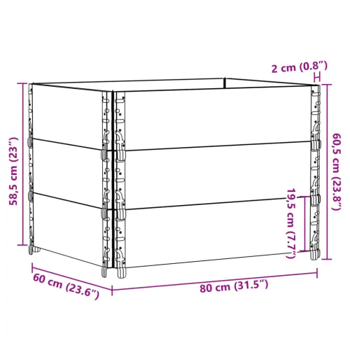 Okviri za palete 3 kom 80 x 60 cm od masivne borovine - Prirodna 80 x 60 cm 3 Cijena