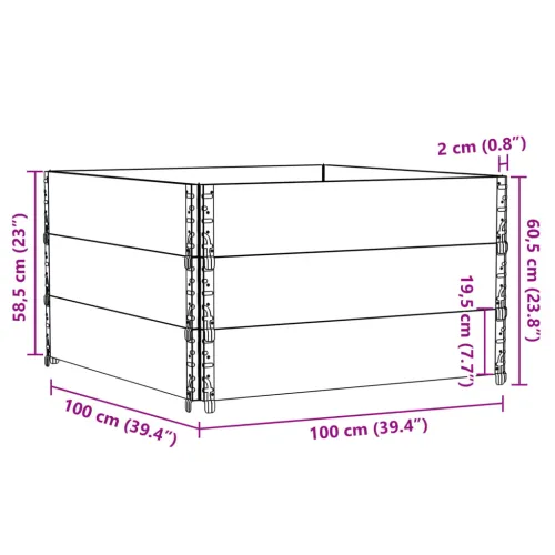 Okviri za palete 3 kom 100x100 cm od masivne borovine - Prirodna 100 x 100 cm 3 Cijena