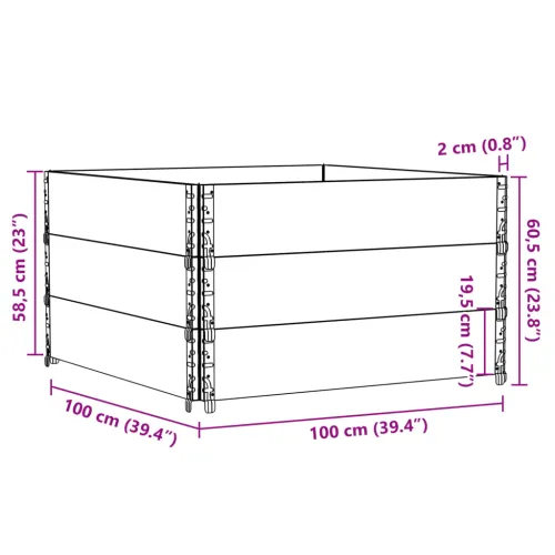 Okviri za palete 3 kom sivi 100 x 100 cm od masivne borovine - Siva 100 x 100 cm 3 Cijena