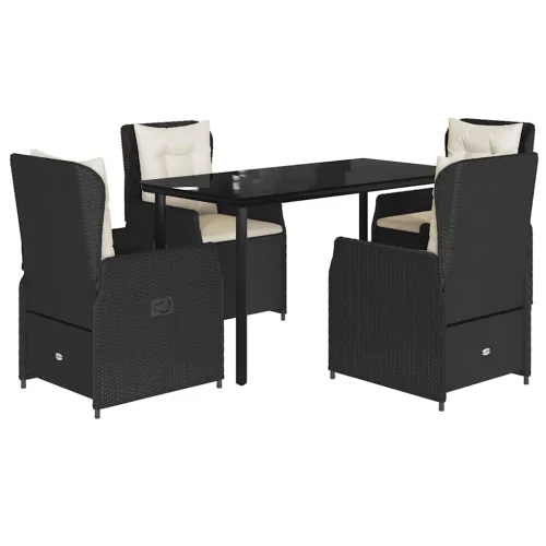 Vrtna garnitura - 5-dijelni vrtni blagovaonski set s jastucima od poliratana crni - Crna 140 x 70 x 74 cm 4 Cijena