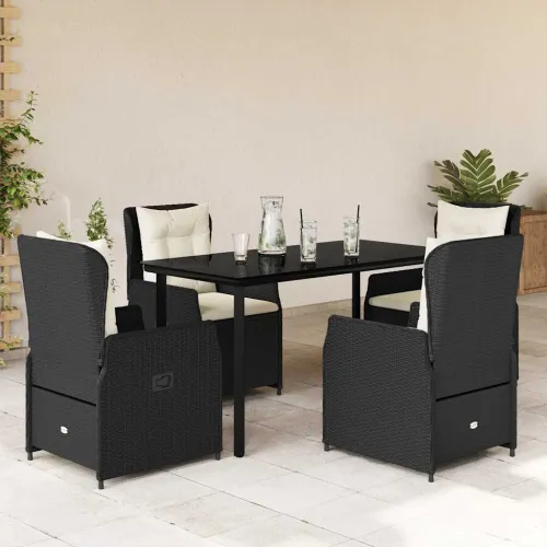 Vrtna garnitura - 5-dijelni vrtni blagovaonski set s jastucima od poliratana crni - Crna 140 x 70 x 74 cm 4 Cijena
