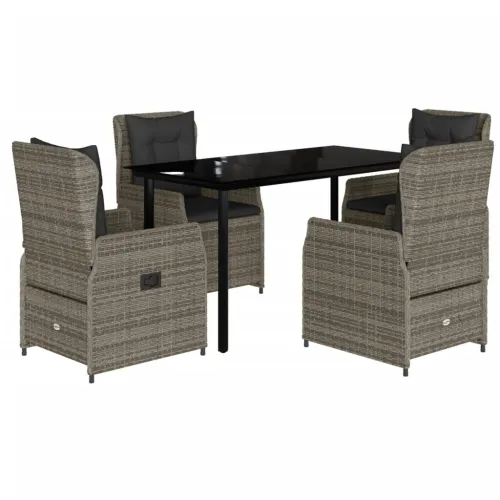 Vrtna garnitura - 5-dijelni vrtni blagovaonski set sivi od poliratana - Siva 140 x 70 x 74 cm 4 Cijena