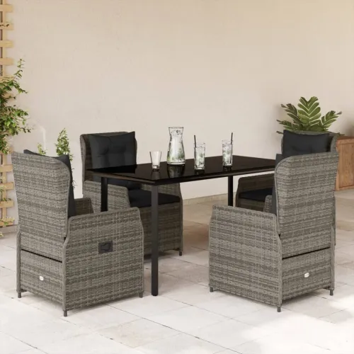 Vrtna garnitura - 5-dijelni vrtni blagovaonski set sivi od poliratana - Siva 140 x 70 x 74 cm 4 Cijena