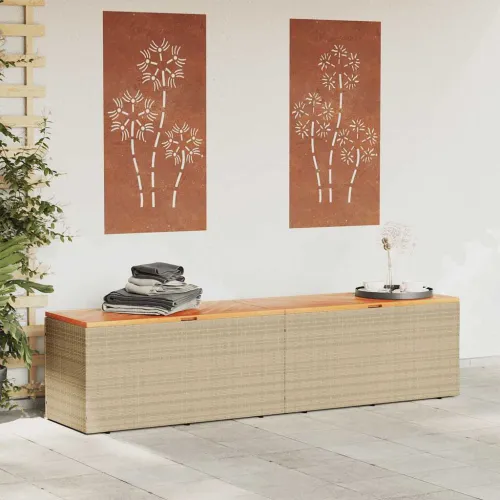Vrtna kutija za pohranu bež 220x50x54 cm poliratan drvo bagrema - Bež 220 x 50 x 54 cm Cijena