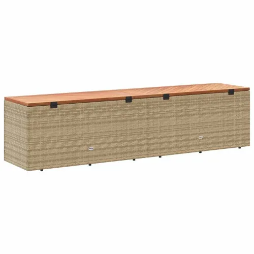 Vrtna kutija za pohranu bež 220x50x54 cm poliratan drvo bagrema - Bež 220 x 50 x 54 cm Cijena