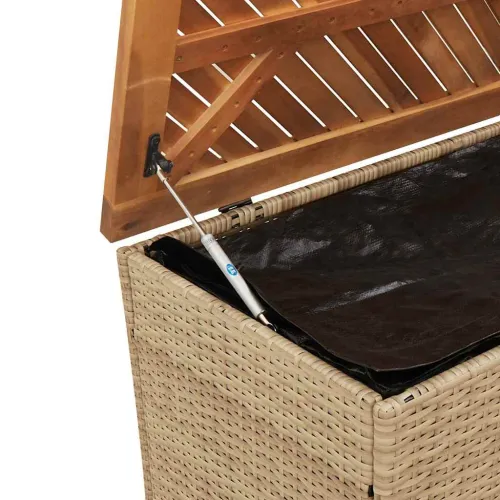 Vrtna kutija za pohranu bež 220x50x54 cm poliratan drvo bagrema - Bež 220 x 50 x 54 cm Cijena