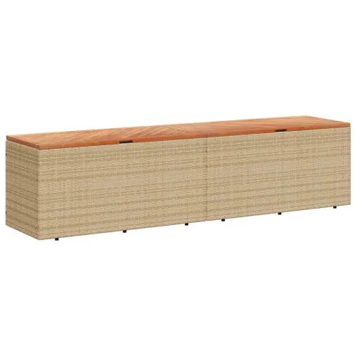Vrtna kutija za pohranu bež 220x50x54 cm poliratan drvo bagrema - Bež 220 x 50 x 54 cm Cijena