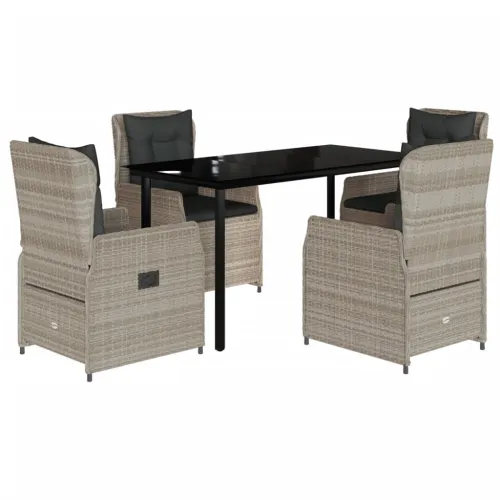 Vrtna garnitura - 5-dijelni vrtni blagovaonski set od poliratana s jastucima sivi - Svjetlosiva 140 x 70 x 74 cm 4 Cijena